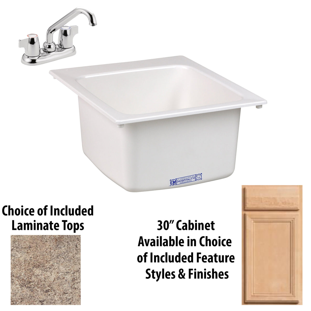 Mustee® 11 Drop In Utility Sink with 30" Faucet & Laminate To