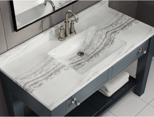 Thunder Grey on White - Cultured Marble (Included)