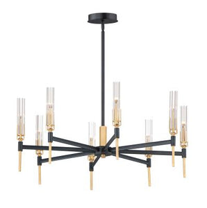 8 Light Chandelier ($$$$$) (W 33" x H 14") Flambeau – Black/Antique Brass