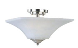 2 Light Semi Flush Fixture ($$) (9”H x 13”W) Aurora – Satin Nickel