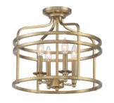 4 Light Semi Flush Fixture ($$$$) (14.5”H x 16”W") Covent Park – Brushed Honey Gold