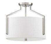 3 Light Semi Flush Fixture ($$$) (12.75”H x 15”W) Elara – Polished Nickel