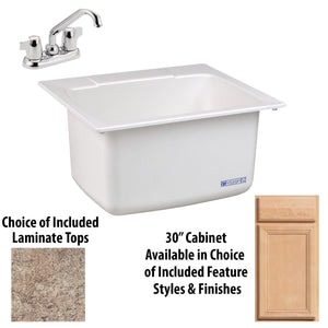 Mustee® 10 Drop In Utility Sink with 30" Cabinet, Faucet & Laminate Top ($$$)