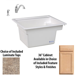 Mustee® 25 Drop In Utility Sink with 36" Cabinet, Faucet & Laminate Top ($$$)