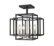 4 Light Semi Flush Fixture ($$$$) (15”H x 14”W) Titania – Black/Brushed Nickel