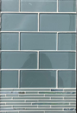Board 35: 3x6 Fieldtile Colorwave C Waves/Opulence Glass - CW12 Whisper Green/Deep Ice OP02 (Level 7-$$$$)